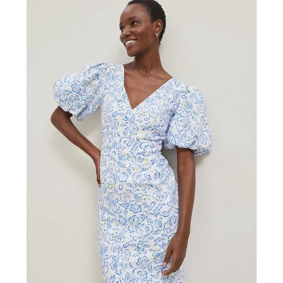 Ann Taylor Floral Linen Blend Puff Sleeve Size 14 $129 - Picture 2 of 9